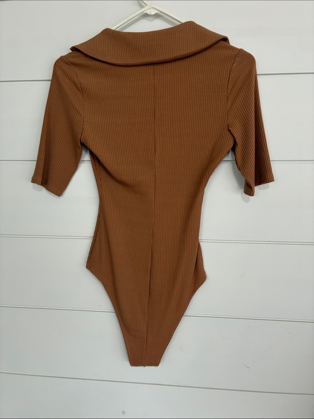 Reformation Rita Ribbed Bodysuit In Butterscotch Brown XS - Picture 5 of 5